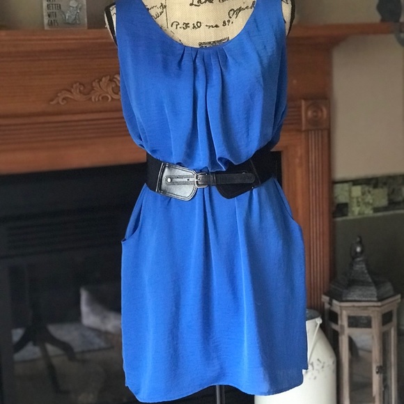 City Studio Blue Belted Dress - Picture 1 of 6
